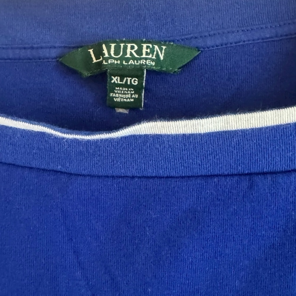 Lauren Ralph Lauren Royal Blue Boatneck Top with White Trim Size XL/TG - Picture 4 of 5